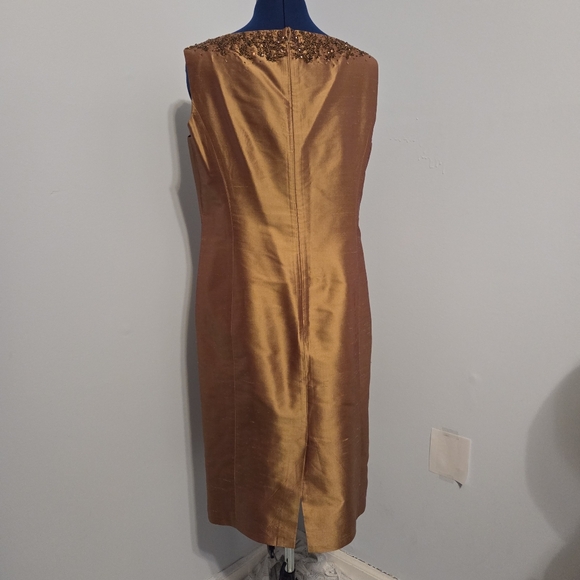 Gold Silk Taffeta Dress and Jacket Set Size 10 - Picture 4 of 8